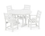 POLYWOOD Lakeside 5-Piece Round Dining Set with Trestle Legs in White image