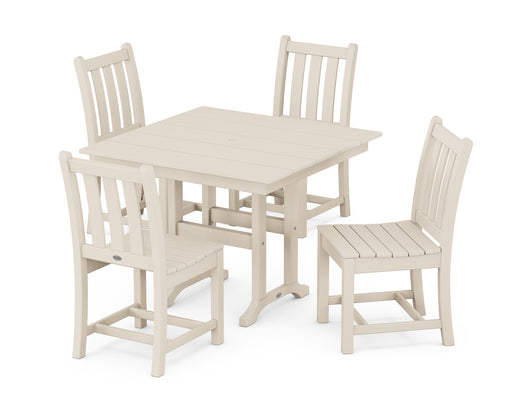 POLYWOOD Traditional Garden Side Chair 5-Piece Farmhouse Dining Set in Sand image