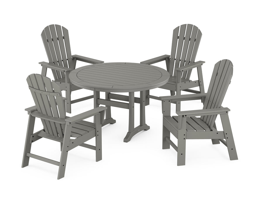 POLYWOOD South Beach 5-Piece Round Dining Set with Trestle Legs in Slate Grey image