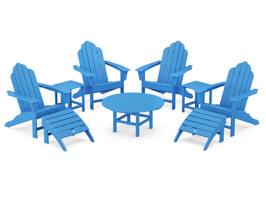 POLYWOOD Long Island Adirondack 9-Piece Conversation Group in Pacific Blue