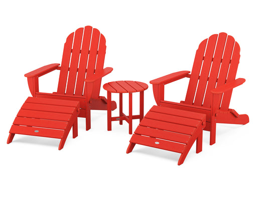 POLYWOOD Classic Oversized Adirondack 5-Piece Casual Set in Sunset Red image