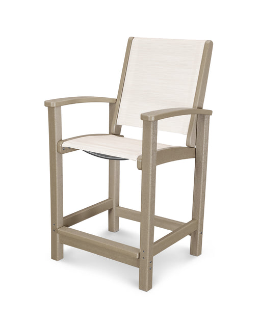 POLYWOOD Coastal Counter Chair in Vintage Sahara / Parchment Sling image