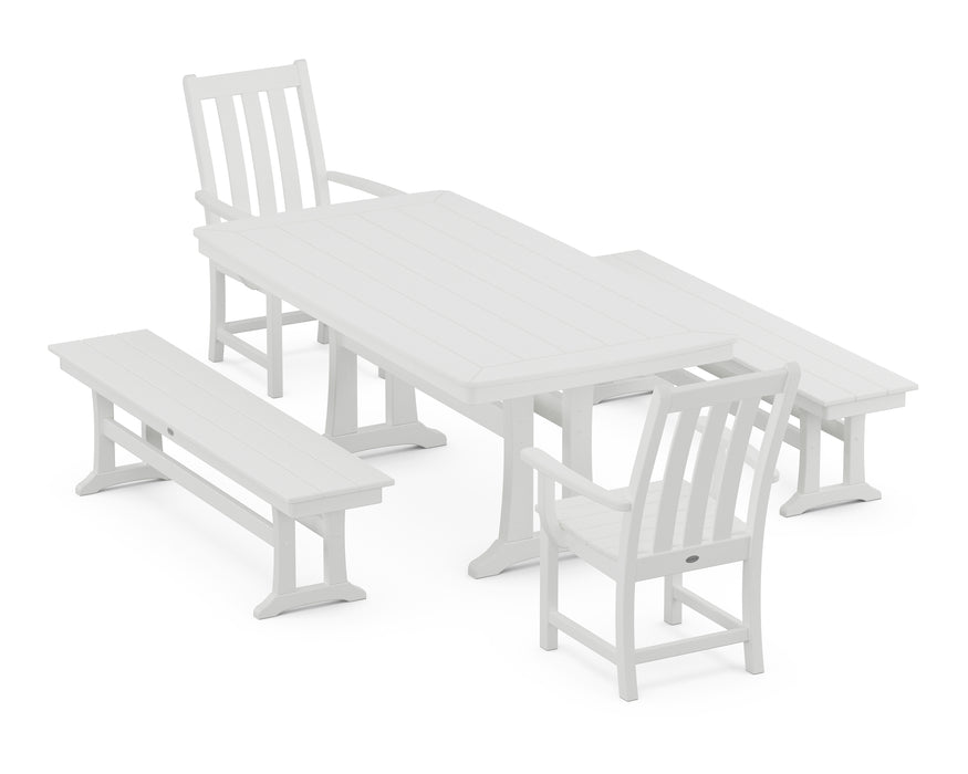 POLYWOOD Vineyard 5-Piece Dining Set with Trestle Legs in White