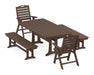 POLYWOOD Nautical Highback Chair 5-Piece Dining Set with Trestle Legs and Benches in Mahogany image