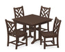 POLYWOOD Chippendale 5-Piece Farmhouse Trestle Side Chair Dining Set in Mahogany image