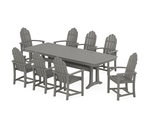 POLYWOOD Classic Adirondack 9-Piece Dining Set with Trestle Legs in Slate Grey image