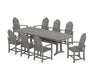 POLYWOOD Classic Adirondack 9-Piece Dining Set with Trestle Legs in Slate Grey image