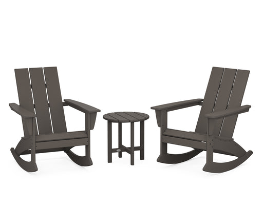 POLYWOOD Modern 3-Piece Adirondack Rocking Chair Set in Vintage Coffee image