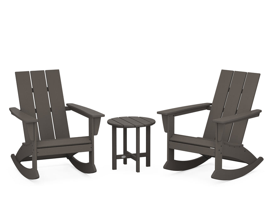POLYWOOD Modern 3-Piece Adirondack Rocking Chair Set in Vintage Coffee image