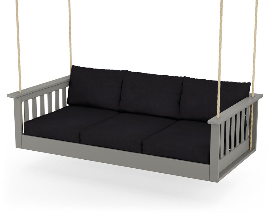 POLYWOOD Vineyard Daybed Swing in Slate Grey / Midnight Linen