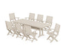 POLYWOOD Signature Folding 9-Piece Farmhouse Trestle Dining Set with Trestle Legs in Sand image