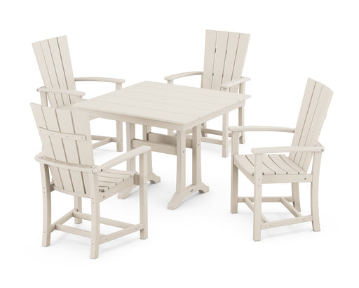 POLYWOOD Quattro 5-Piece Farmhouse Dining Set With Trestle Legs in Sand image