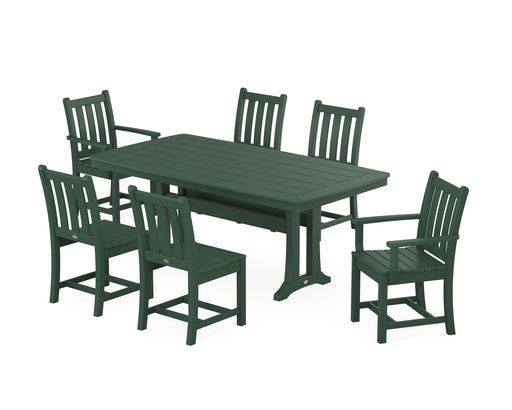 POLYWOOD Traditional Garden 7-Piece Dining Set with Trestle Legs in Green image