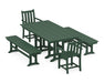 POLYWOOD Traditional Garden 5-Piece Farmhouse Dining Set with Benches in Green image