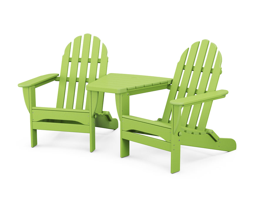 POLYWOOD Classic Folding Adirondacks with Angled Connecting Table in Lime