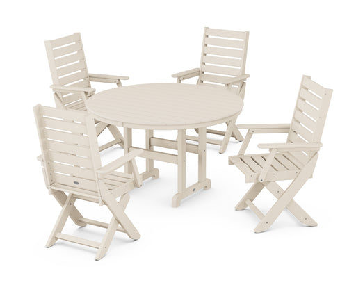 POLYWOOD Captain 5-Piece Round Dining Set in Sand image