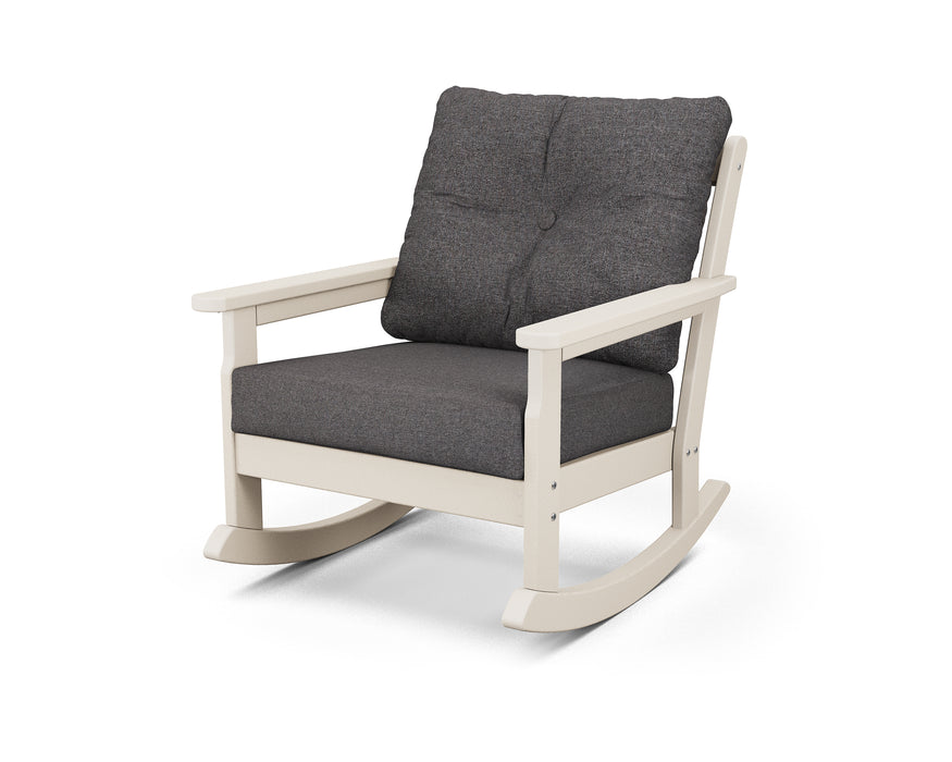 POLYWOOD Vineyard Deep Seating Rocking Chair in Sand / Ash Charcoal