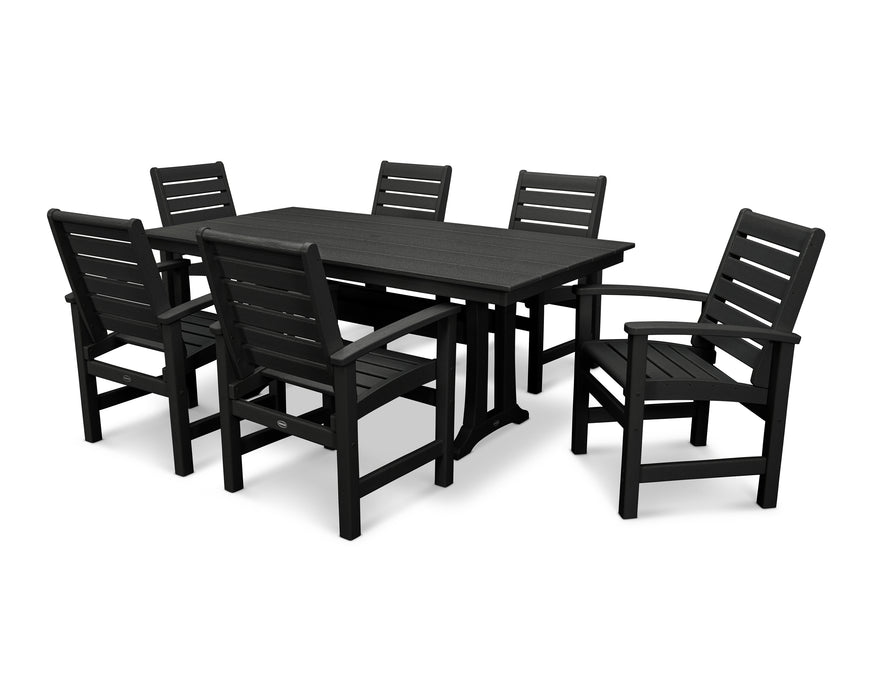 POLYWOOD Signature 7-Piece Farmhouse Dining Set with Trestle Legs in Black image