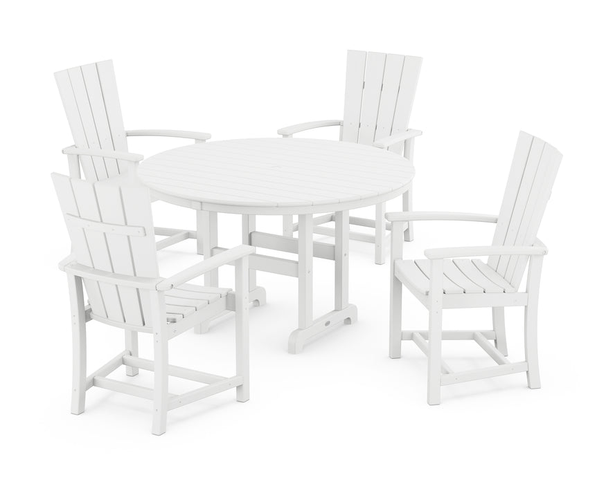 POLYWOOD Quattro 5-Piece Round Farmhouse Dining Set in White