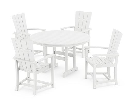 POLYWOOD Quattro 5-Piece Round Farmhouse Dining Set in White image