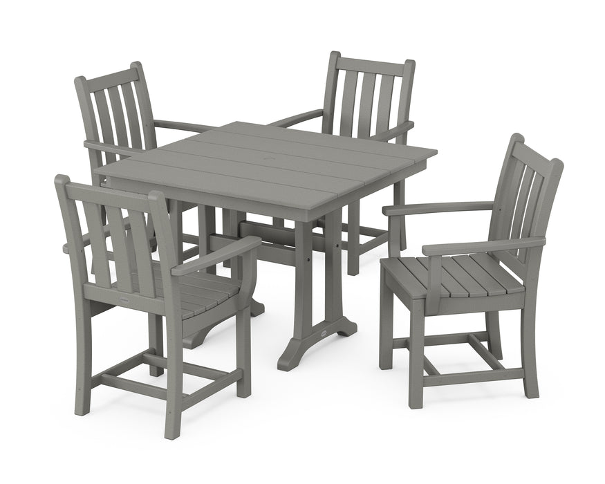 POLYWOOD Traditional Garden 5-Piece Farmhouse Dining Set With Trestle Legs in Slate Grey image