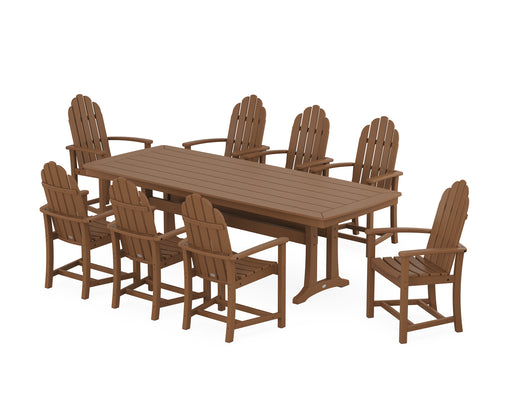 POLYWOOD Classic Adirondack 9-Piece Dining Set with Trestle Legs in Teak image