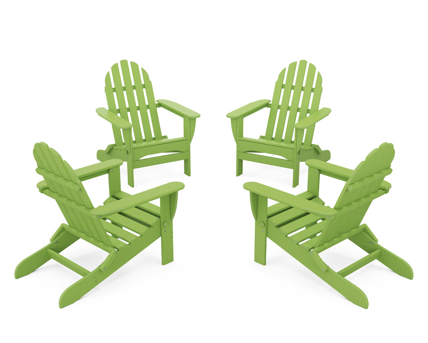 POLYWOOD 4-Piece Classic Folding Adirondack Conversation Set in Lime