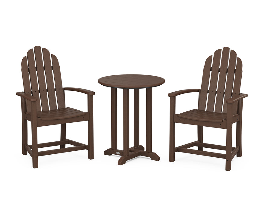 POLYWOOD Classic Adirondack 3-Piece Round Dining Set in Mahogany