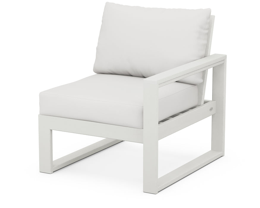 POLYWOOD EDGE Modular Right Arm Chair in Vintage White / Natural Linen