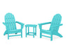 POLYWOOD Vineyard 3-Piece Adirondack Set with South Beach 18" Side Table in Aruba image