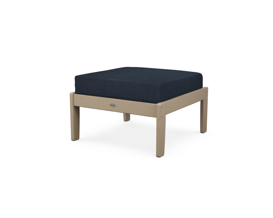 POLYWOOD Braxton Deep Seating Ottoman in Vintage Sahara / Marine Indigo