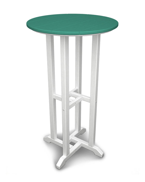 POLYWOOD Contempo 24" Round Bar Table in White / Aruba image