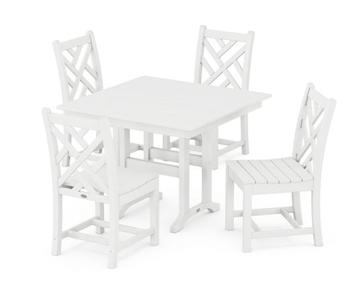 POLYWOOD Chippendale Side Chair 5-Piece Farmhouse Dining Set in White image