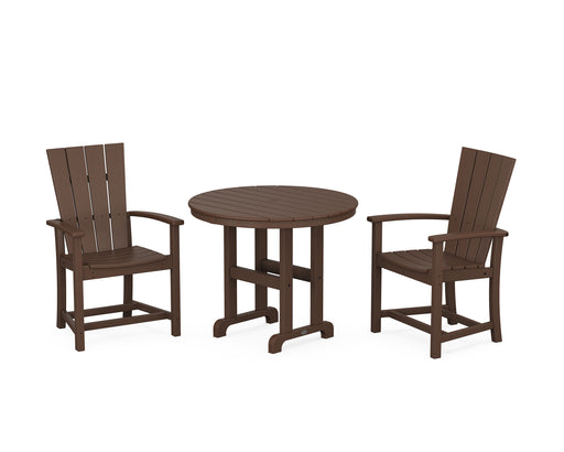 POLYWOOD Quattro 3-Piece Round Farmhouse Dining Set in Mahogany image