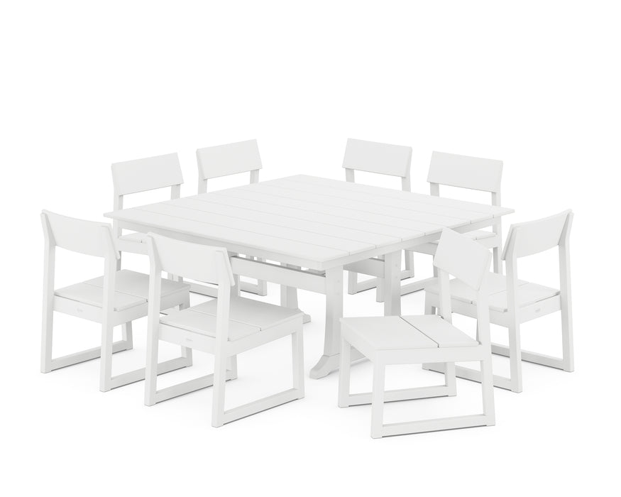 POLYWOOD EDGE Side Chair 9-Piece Dining Set with Trestle Legs in White image