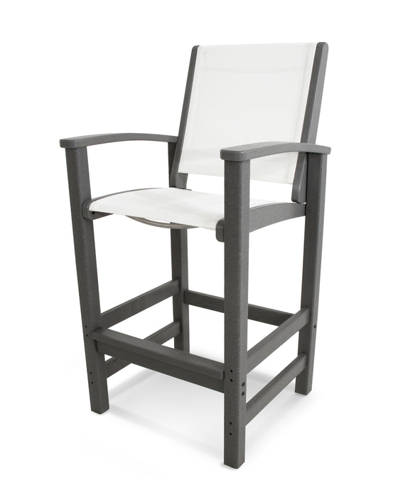 POLYWOOD Coastal Bar Chair in Slate Grey / White Sling image