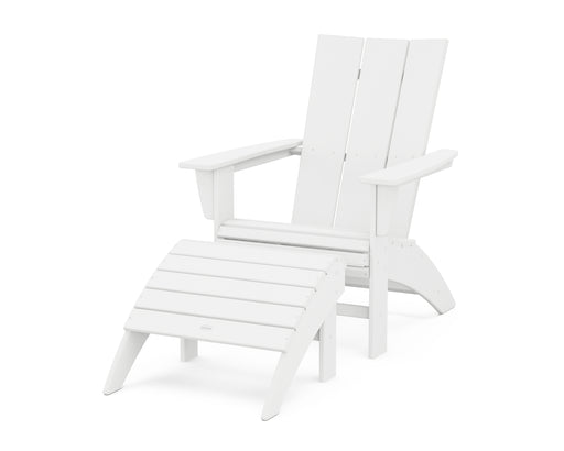 POLYWOOD Modern Curveback Adirondack Chair 2-Piece Set with Ottoman in White image