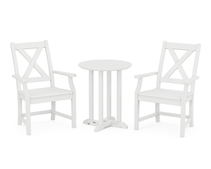 POLYWOOD Braxton 3-Piece Round Dining Set in White