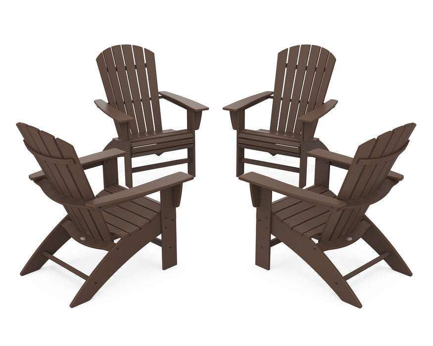 POLYWOOD 4-Piece Nautical Curveback Adirondack Chair Conversation Set in Mahogany image