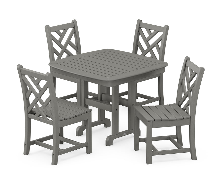 POLYWOOD Chippendale 5-Piece Side Chair Dining Set in Slate Grey