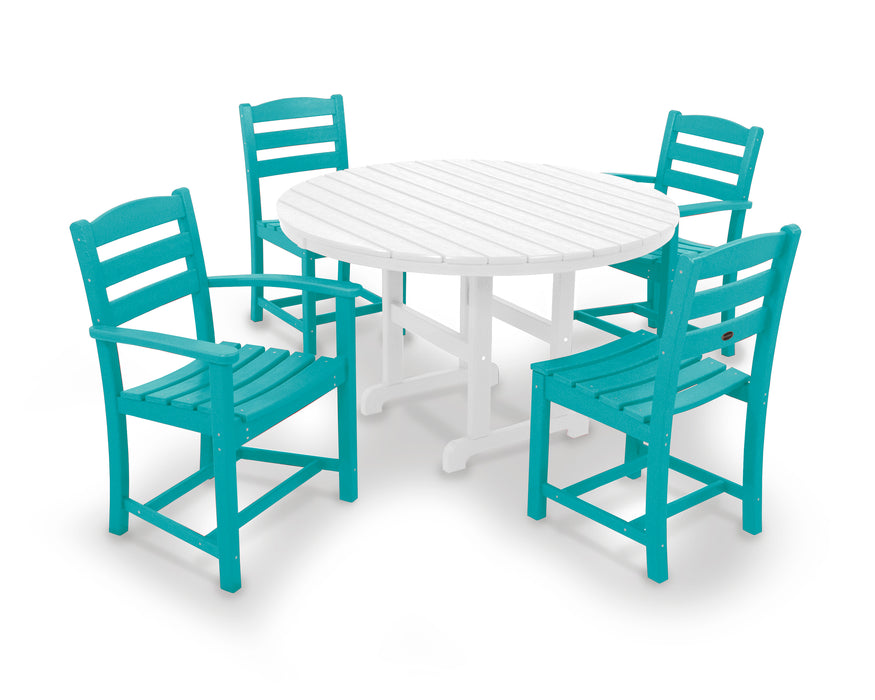 POLYWOOD La Casa Cafe 5-Piece Round Farmhouse Dining Set in Aruba / White