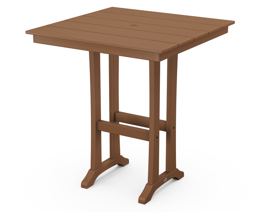 POLYWOOD Farmhouse Trestle 37" Bar Table in Teak