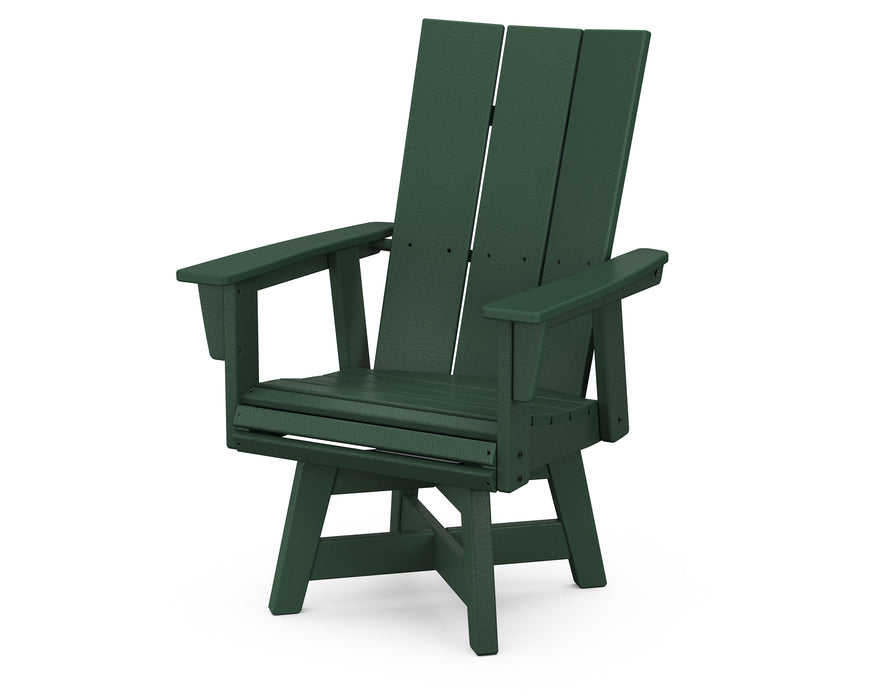 POLYWOOD Modern Curveback Adirondack Swivel Dining Chair in Green image