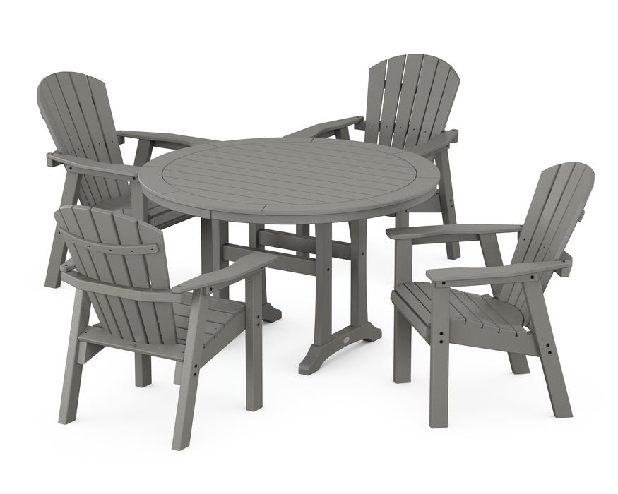 POLYWOOD Seashell 5-Piece Round Dining Set with Trestle Legs in Slate Grey image