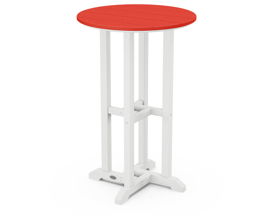 POLYWOOD Contempo 24" Round Counter Table in White / Sunset Red