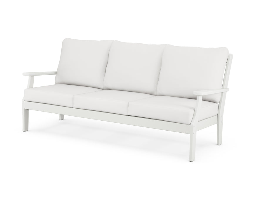 POLYWOOD Braxton Deep Seating Sofa in Vintage White / Natural Linen