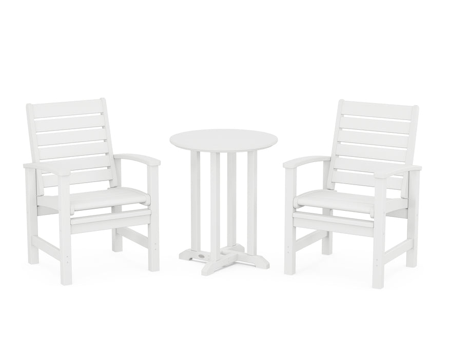 POLYWOOD Signature 3-Piece Round Farmhouse Dining Set in White