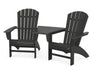 POLYWOOD Nautical 3-Piece Curveback Adirondack Set with Angled Connecting Table in Black image