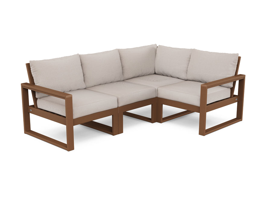 POLYWOOD EDGE 4-Piece Modular Deep Seating Set in Teak / Dune Burlap image