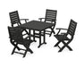 POLYWOOD Signature Folding Chair 5-Piece Farmhouse Dining Set in Black image